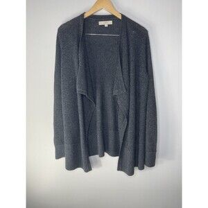 Loft Women's Open Cardigan Wool Blend Size:M Charcoal Gray Classic Grannycore